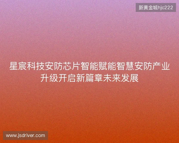 星宸科技安防芯片智能赋能智慧安防产业升级开启新篇章未来发展